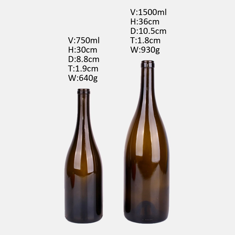 Empty 750ml 1500ml Amber Glass Champagne Brandy Wine Liquor Bottle