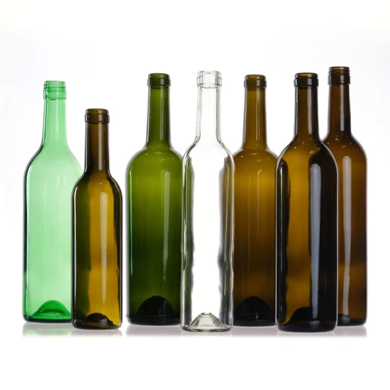 Hot Sale différentes tailles différentes couleurs 187ml 750ml bouteille en verre de vin de Bourgogne