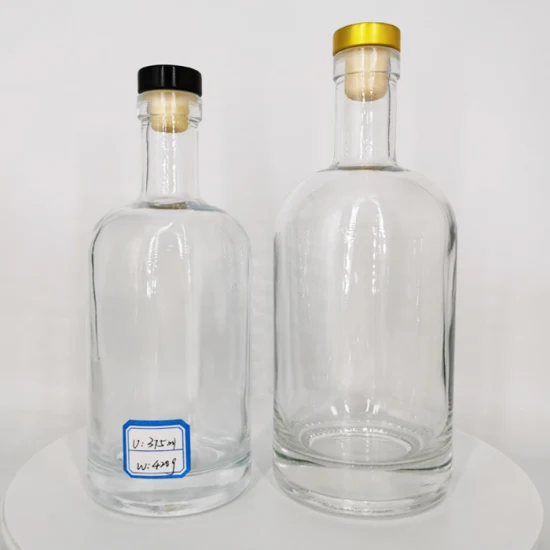 500ml 750ml Crystal Glass Round Vodka Brandy Bouteille de whisky pour l'emballage des boissons alcoolisées
